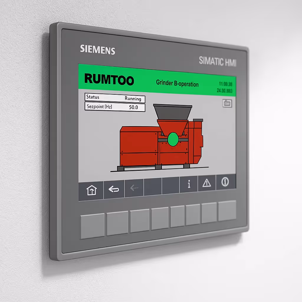 A control panel dashboard monitoring the performance of a recycling line.